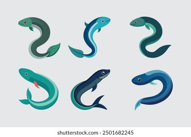 This digital product features a detailed vector artwork of the American Glass Eel fish, showcasing its unique elongated body and translucent appearance. 