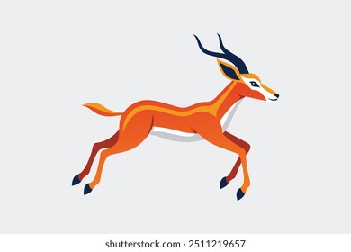 Este produto digital apresenta uma ilustração de arte vetorial dinâmica de um impala no salto médio. 