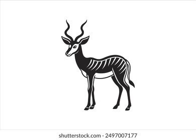 
This digital product features a line art vector illustration of an antelope.