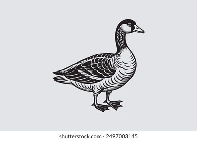 This digital product features a vector artwork of a solitary Asian goose. The design highlights the graceful posture and elegant plumage of the bird.