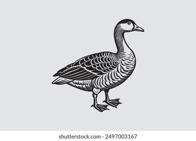 This digital product features a vector artwork of a solitary Asian goose. The design highlights the graceful posture and elegant plumage of the bird.