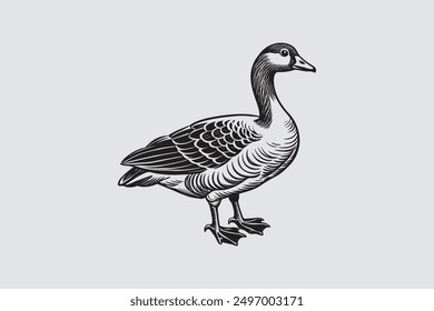 This digital product features a vector artwork of a solitary Asian goose. The design highlights the graceful posture and elegant plumage of the bird.