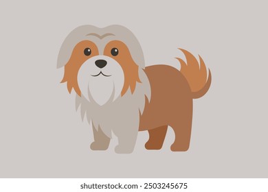 This digital product is a high-quality vector illustration featuring a detailed and stylized image of a Lhasa Apso dog. Ideal for use in various graphic design projects.