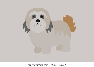 This digital product is a high-quality vector illustration featuring a detailed and stylized image of a Lhasa Apso dog. Ideal for use in various graphic design projects.