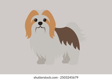 This digital product is a high-quality vector illustration featuring a detailed and stylized image of a Lhasa Apso dog. Ideal for use in various graphic design projects.