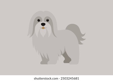 This digital product is a high-quality vector illustration featuring a detailed and stylized image of a Lhasa Apso dog. Ideal for use in various graphic design projects.