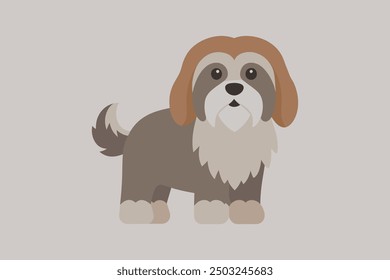 This digital product is a high-quality vector illustration featuring a detailed and stylized image of a Lhasa Apso dog. Ideal for use in various graphic design projects.