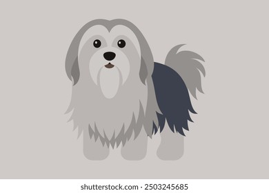 This digital product is a high-quality vector illustration featuring a detailed and stylized image of a Lhasa Apso dog. Ideal for use in various graphic design projects.