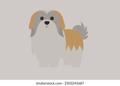 This digital product is a high-quality vector illustration featuring a detailed and stylized image of a Lhasa Apso dog. Ideal for use in various graphic design projects.