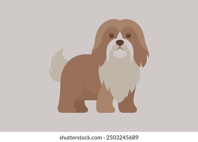 This digital product is a high-quality vector illustration featuring a detailed and stylized image of a Lhasa Apso dog. Ideal for use in various graphic design projects.