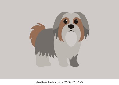 This digital product is a high-quality vector illustration featuring a detailed and stylized image of a Lhasa Apso dog. Ideal for use in various graphic design projects.