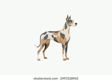 This digital product is a vector artwork featuring a Great Dane Harlequin dog. Ideal for graphic design projects, this file offers high-quality, scalable images that can be used in various application