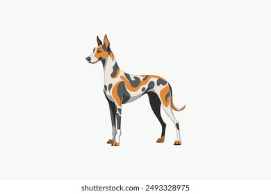 This digital product is a vector artwork featuring a Great Dane Harlequin dog. Ideal for graphic design projects, this file offers high-quality, scalable images that can be used in various application