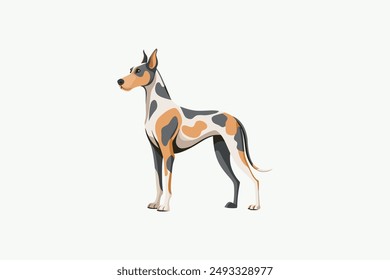 This digital product is a vector artwork featuring a Great Dane Harlequin dog. Ideal for graphic design projects, this file offers high-quality, scalable images that can be used in various application