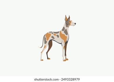 This digital product is a vector artwork featuring a Great Dane Harlequin dog. Ideal for graphic design projects, this file offers high-quality, scalable images that can be used in various application