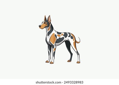 This digital product is a vector artwork featuring a Great Dane Harlequin dog. Ideal for graphic design projects, this file offers high-quality, scalable images that can be used in various application