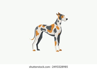 This digital product is a vector artwork featuring a Great Dane Harlequin dog. Ideal for graphic design projects, this file offers high-quality, scalable images that can be used in various application