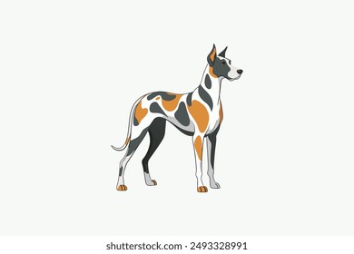 This digital product is a vector artwork featuring a Great Dane Harlequin dog. Ideal for graphic design projects, this file offers high-quality, scalable images that can be used in various application