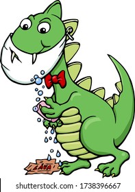 This dino is squeaky clean. A fun dino makes sure to wash away all germs from his hands. 
