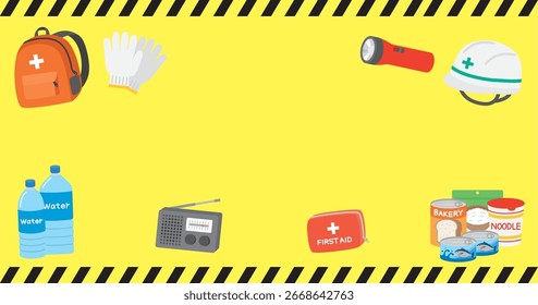 This is a Disaster prevention special feature banner frame and illustration.