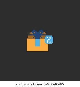 this is discount icon in pixel art with simple color and black background ,this item good for presentations,stickers, icons, t shirt design,game asset,logo and your project.