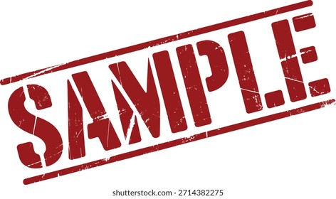 Esta marca de carimbo vermelho angustiado mostra claramente a palavra "SAMPLE" na diagonal, indicando um exemplo ou item experimental.