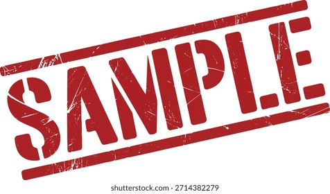 Esta marca de carimbo vermelho angustiado mostra claramente a palavra "SAMPLE" na diagonal, indicando um exemplo ou item experimental.