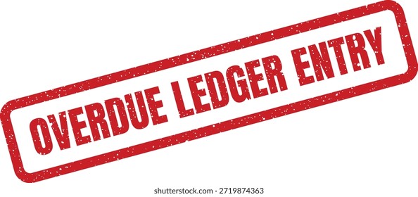 Este gráfico de sello rojo angustiado indica un registro financiero pendiente que requiere atención inmediata. Útil para documentos comerciales o conceptos contables.