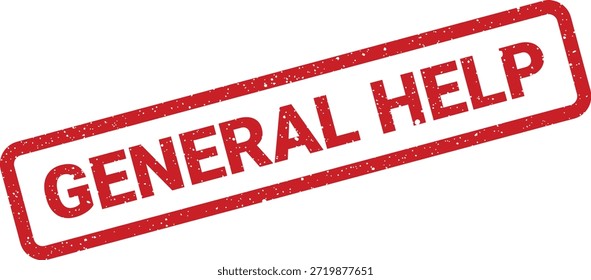 Este gráfico de carimbo vermelho angustiado com "AJUDA GERAL" oferece um visual claro para recursos de suporte e assistência. Ideal para documentos de negócios ou promoções de serviços.