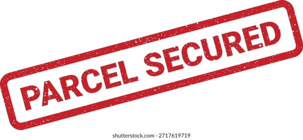 Este sello rojo afligido indica el Estado de seguridad de un paquete. Ideal para logística, envío seguro y confirmación de manejo seguro de mercancías.