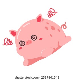 This dizzy little pig illustration is suitable for cute frog stickers etc