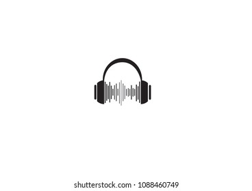 This is dj or producer logo with sound wave and headphones