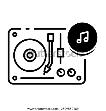 This DJ Turntable icon is suitable for Audio, Music, etc