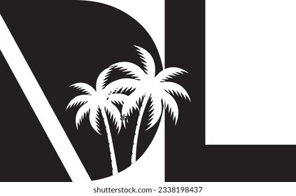 This is DL logo design vector with tree.