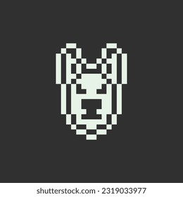 this is Dog face icon use 1 bit style in pixel art with white color and black background ,this item good for presentations,stickers, icons, t shirt design,game asset,logo and your project.