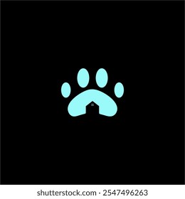 This is a dog footprint and house logo icon suitable for use as logos for animal care companies, pet food, dog houses, animal care, pet dogs, pet food packaging, animal lover t-shirts and others.