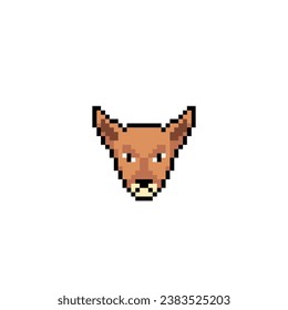 este es el icono de la cabeza de perro en el arte de píxeles con color sencillo y fondo blanco, este elemento es bueno para presentaciones, pegatinas, iconos, diseño de camisetas, activo de juego, logotipo y su proyecto.