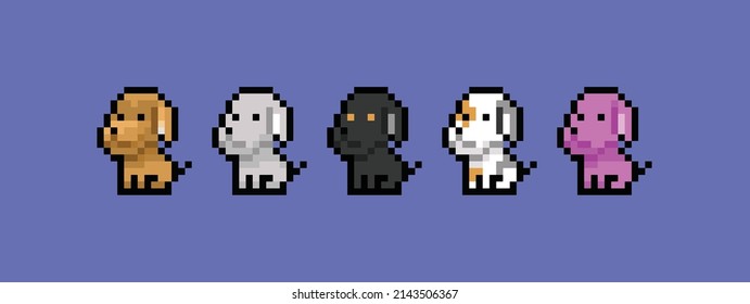 this is a dog in pixel art, this item can be used for presentations, stickers, icons, and can be applied to t-shirt screen printing