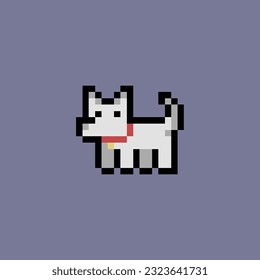 this is Dog in pixel art with simple color with purple background this item good for presentations,stickers, icons, t shirt design,game asset,logo and your project.