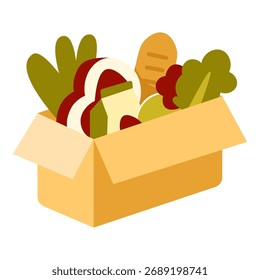 Esta ilustración de donar alimentos es adecuada para caridad y humanitaria.
