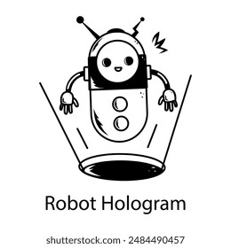 Dieses Doodle-Icon, das das Roboter-Hologramm darstellt 