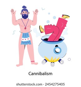 This doodle mini illustration showing cannibalism culture 