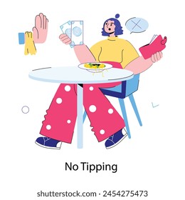 This doodle mini illustration showing no tipping culture 