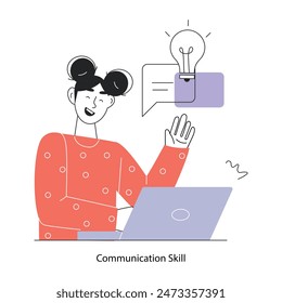 This doodle mini illustration showing communication skill 