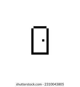 this is a door icon in pixel art with black color and white background ,this item good for presentations,stickers, icons, t shirt design,game asset,logo and your project.