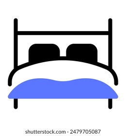 Este icono de cama doble es adecuado para hotel, alojamiento, vacaciones, etc.