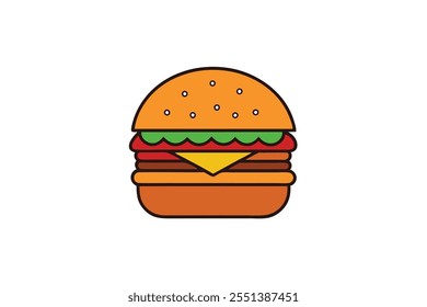 This double beef burger vector illustration is a perfect choice for food-related projects. Featuring detailed line art, this silhouette design showcases a delicious burger with two beef patties