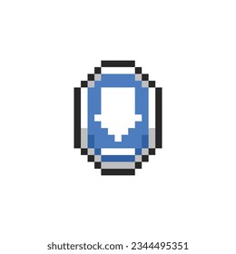 this is download icon in pixel art with blue color and white background this item good for presentations,stickers, icons, t shirt design,game asset,logo and your project.