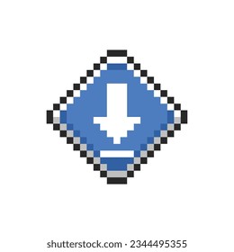 this is download icon in pixel art with blue color and white background this item good for presentations,stickers, icons, t shirt design,game asset,logo and your project.