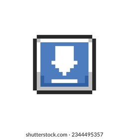 Dies ist Download-Icon in Pixelkunst mit blauem und weißem Hintergrund dieses Element gut für Präsentationen, Aufkleber, Symbole, T-Shirt-Design, Spiel-Objekt, Logo und Ihr Projekt.